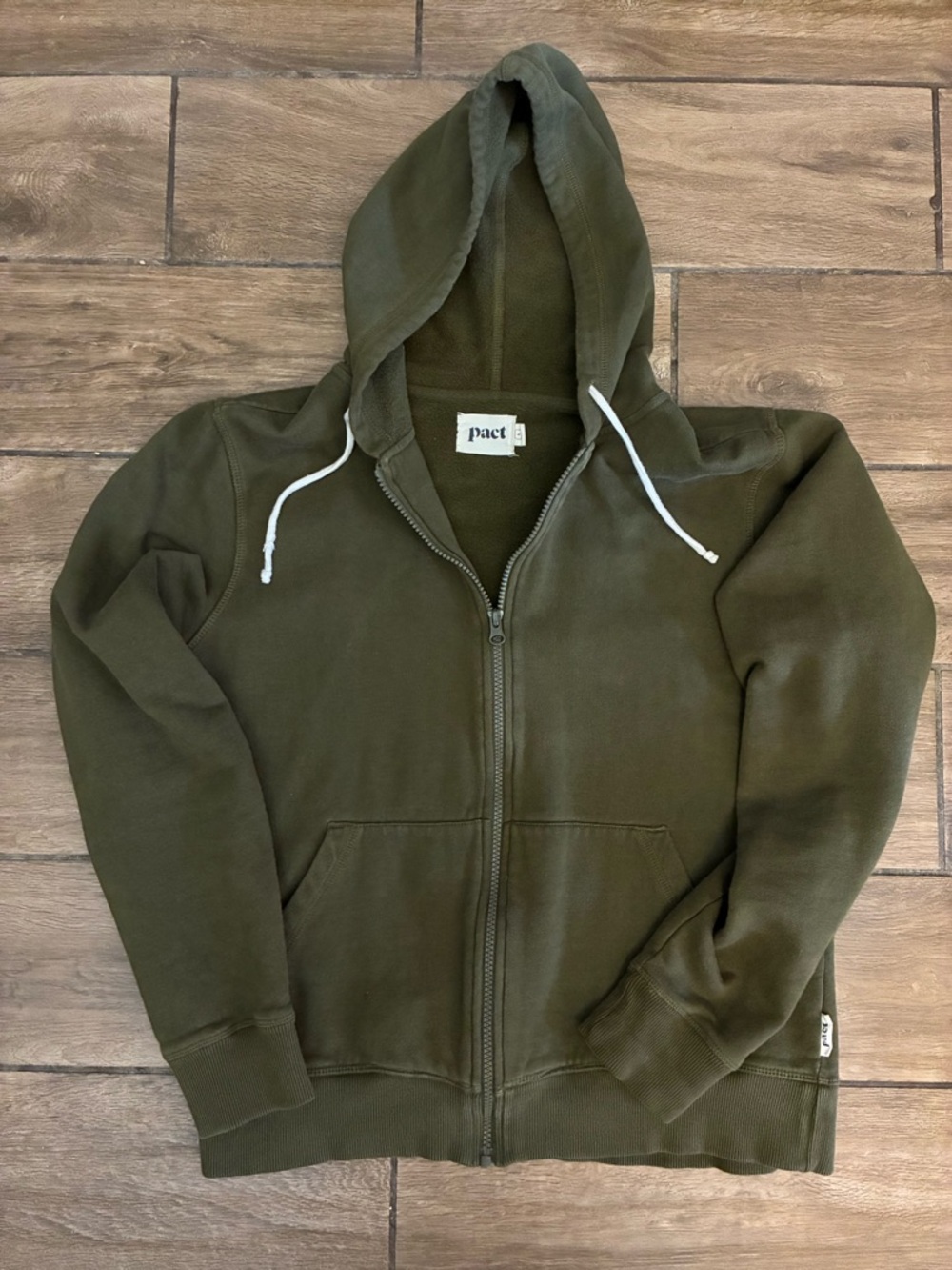 PACT 100% Organic Cotton Full Zip Hoodie Olive Green